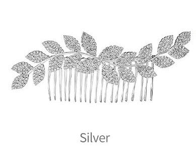 Crystal hair side wedding hair comb with leaf design