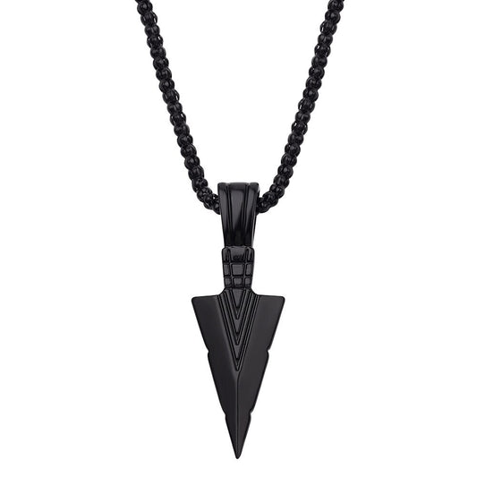 Black Warrior Spear Pendant Necklace