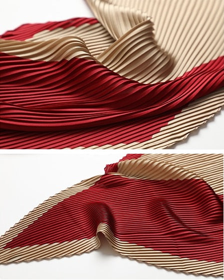 Red and gold  women's satin neck hair bag crinkle scarf