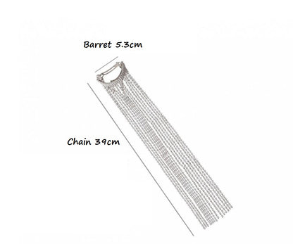 Crystal long tassel hair barrette clip hair accessory