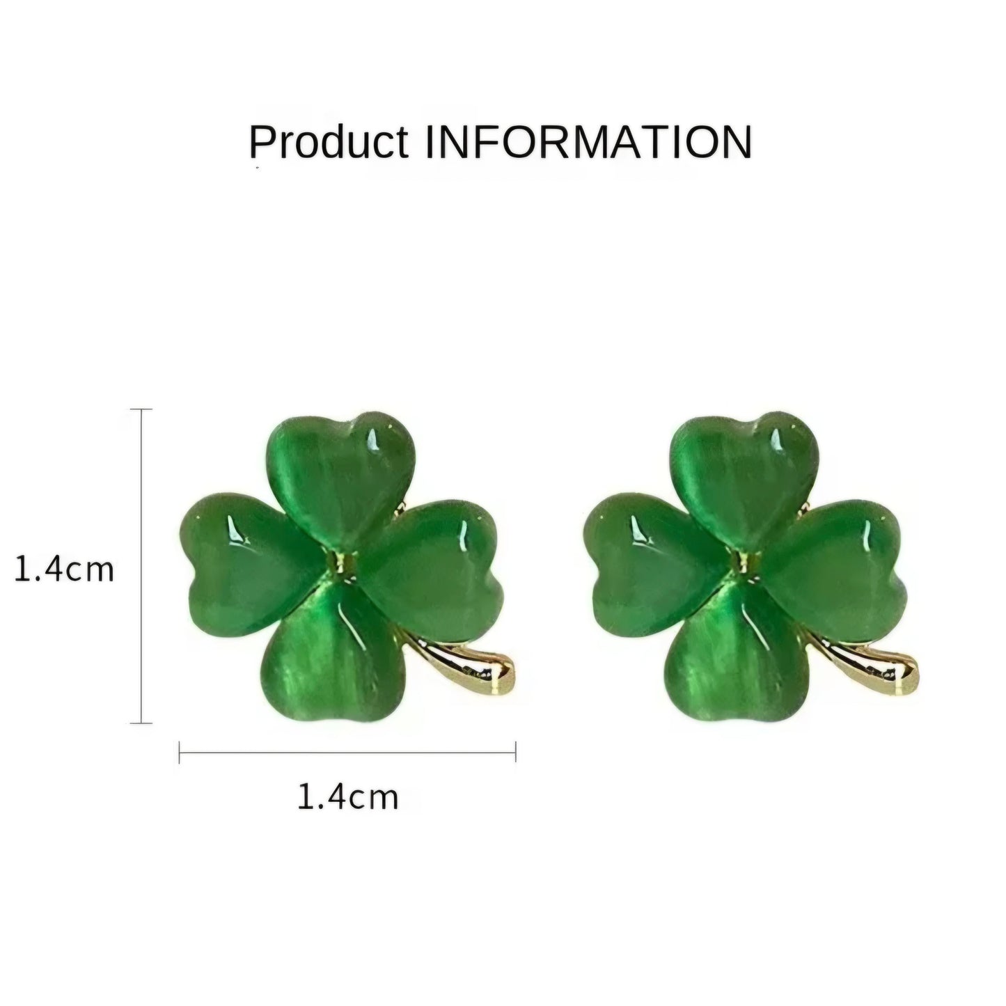 Emerald Green Shamrock Four leaf clover pin brooch and earrings set small St Patrick's Day