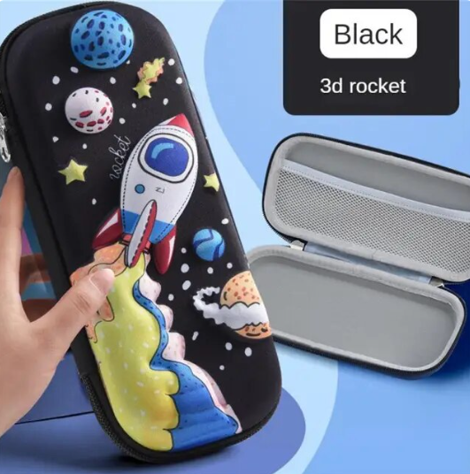 3D Space man astronaut rocket ship pencil case