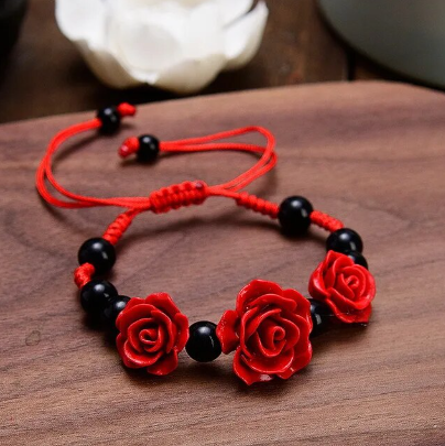 Rose and bead bracelet