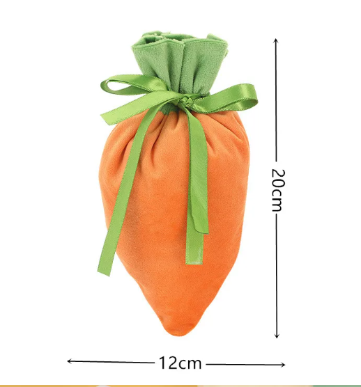 Velvet Easter Carrot Drawsting Treat Bag