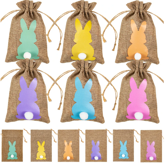 Easter Bunny Rabbit linen gift treat bag