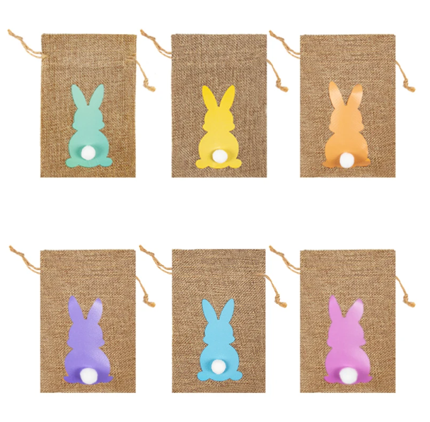 Easter Bunny Rabbit linen gift treat bag