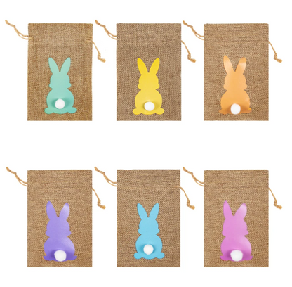 Easter Bunny Rabbit linen gift treat bag