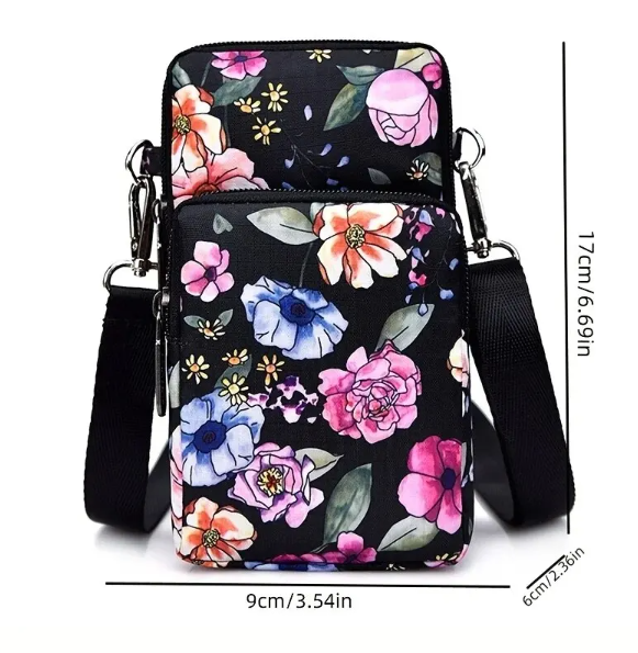 Floral Sports Phone Purse Casual Travel Outdoor Crossbody Arm Bag