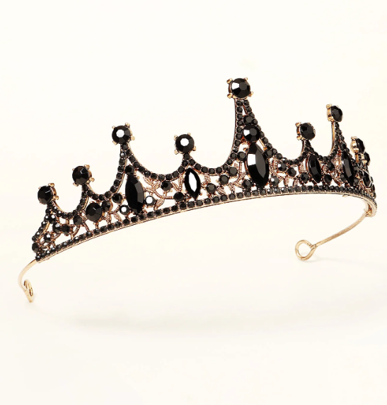 Black rhinestone crystal tiara