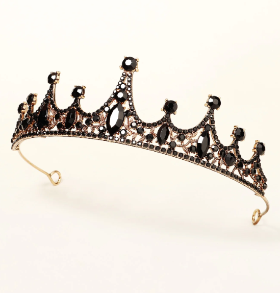 Black rhinestone crystal tiara