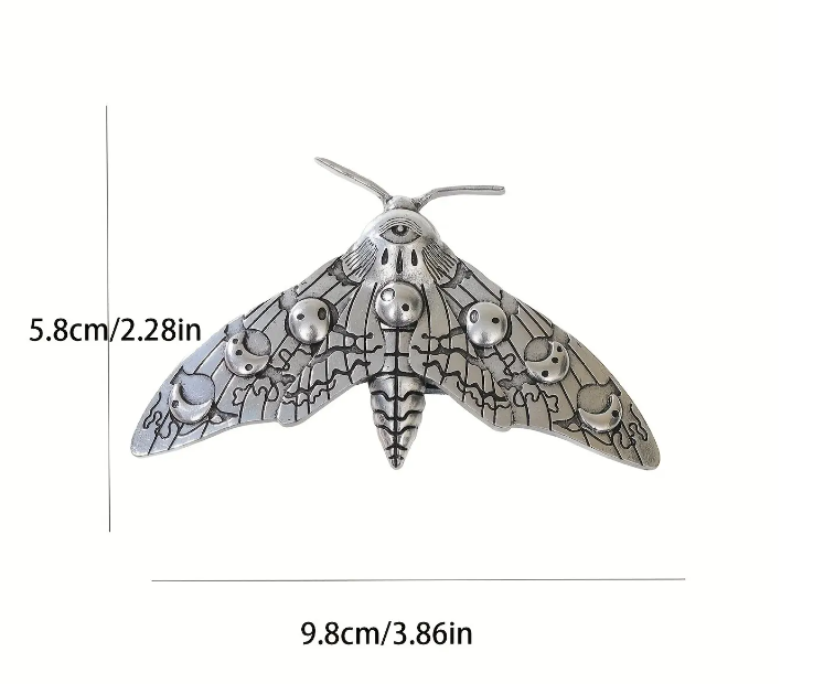 Celestial Moon Moth Vintage Hair Barrette Clip