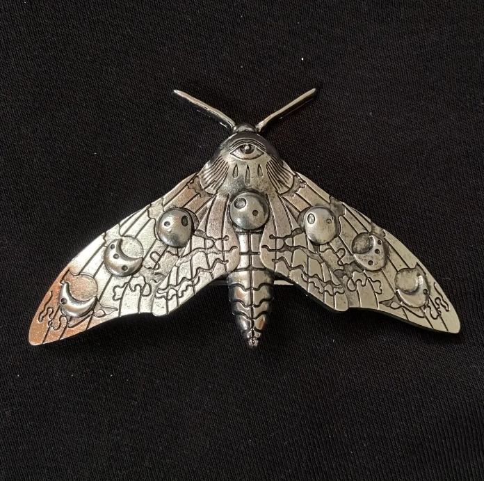 Celestial Moon Moth Vintage Hair Barrette Clip