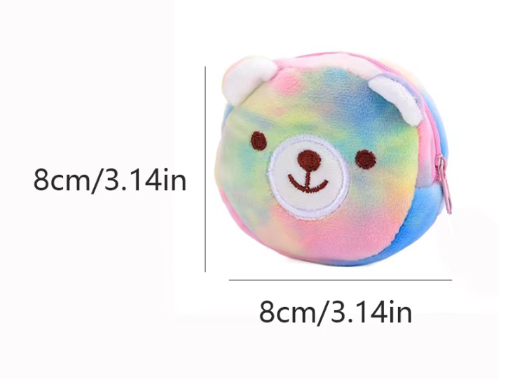 Multi coloured animal cat bear unicorn zip coin purses