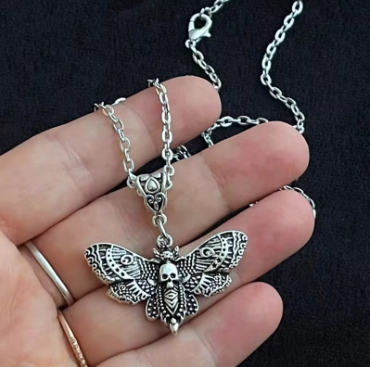 Death moth skull pendant necklace