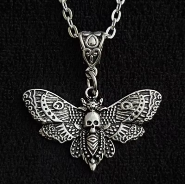 Death moth skull pendant necklace