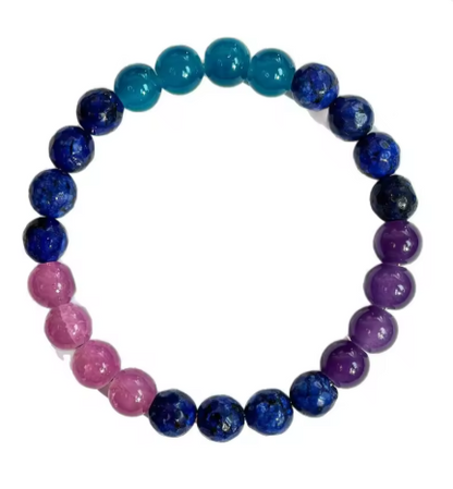 Rose quartz, Lapis Lazuli, Agate and Amethyst gemstone bead bracelet