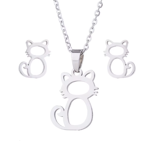 Cat Necklace and Earring Set