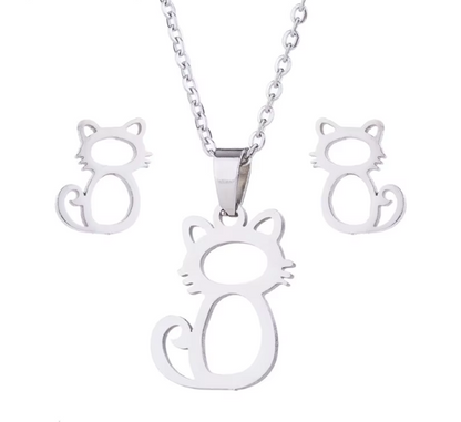 Cat Necklace and Earring Set