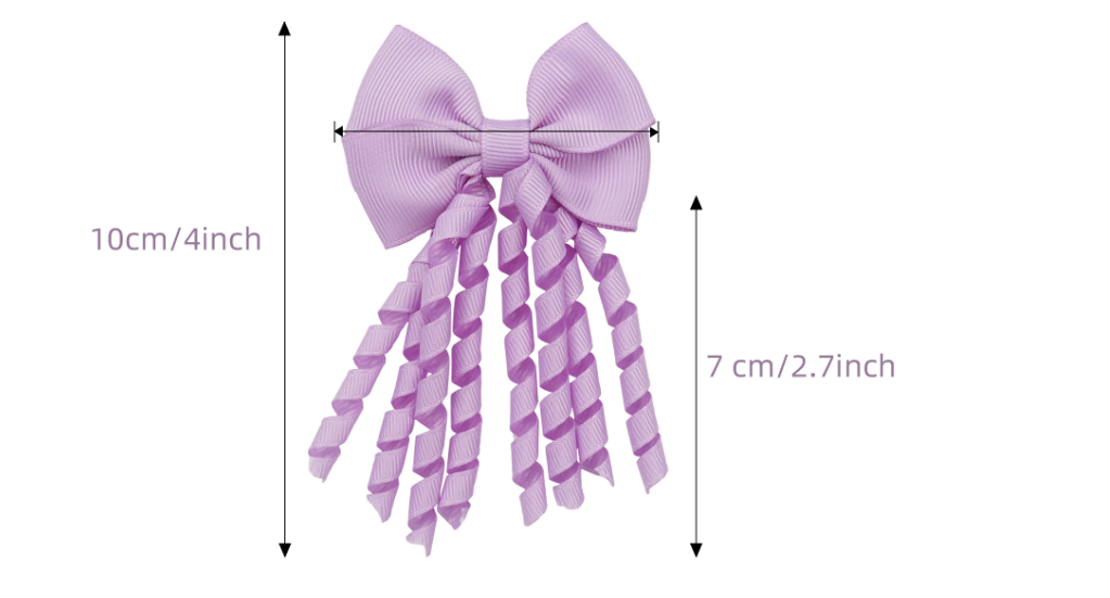 Curly ribbon bow hair clips pairs for back to school pigtails