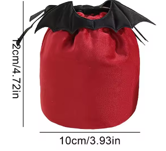 Velvet Halloween Vampire Bat Pumpkin Treat Gift Bags With Ribbon Drawstring Close Plain