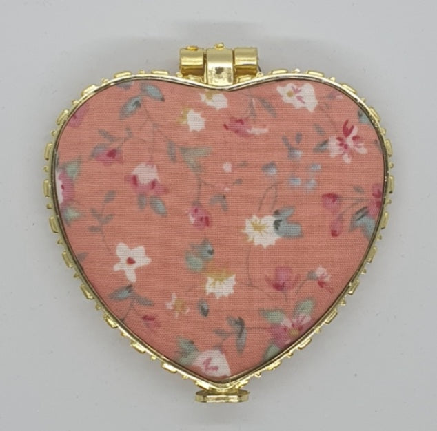 Hand held floral mirror for bags and purses