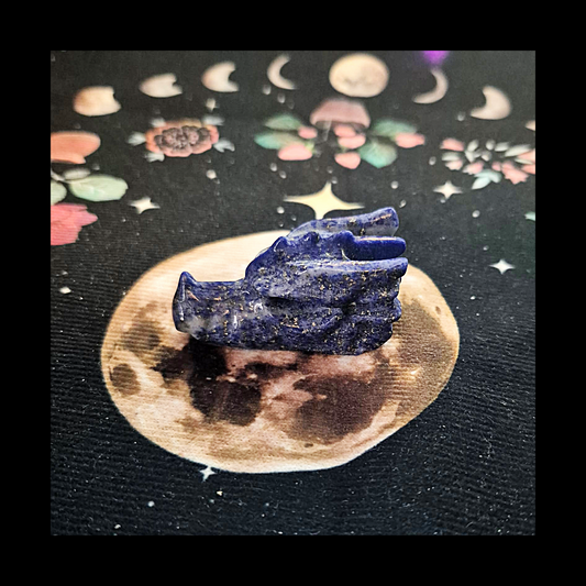 Lapis Lazuli Dragon Head Gemstone Carving Sculpture
