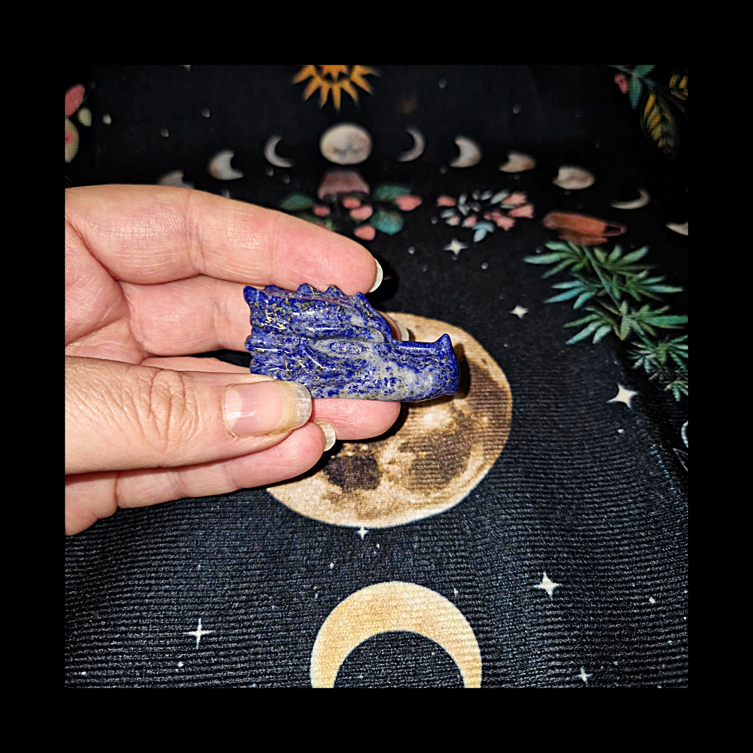 Lapis Lazuli Dragon Head Gemstone Carving Sculpture