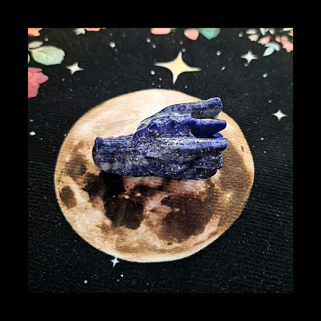 Lapis Lazuli Dragon Head Gemstone Carving Sculpture