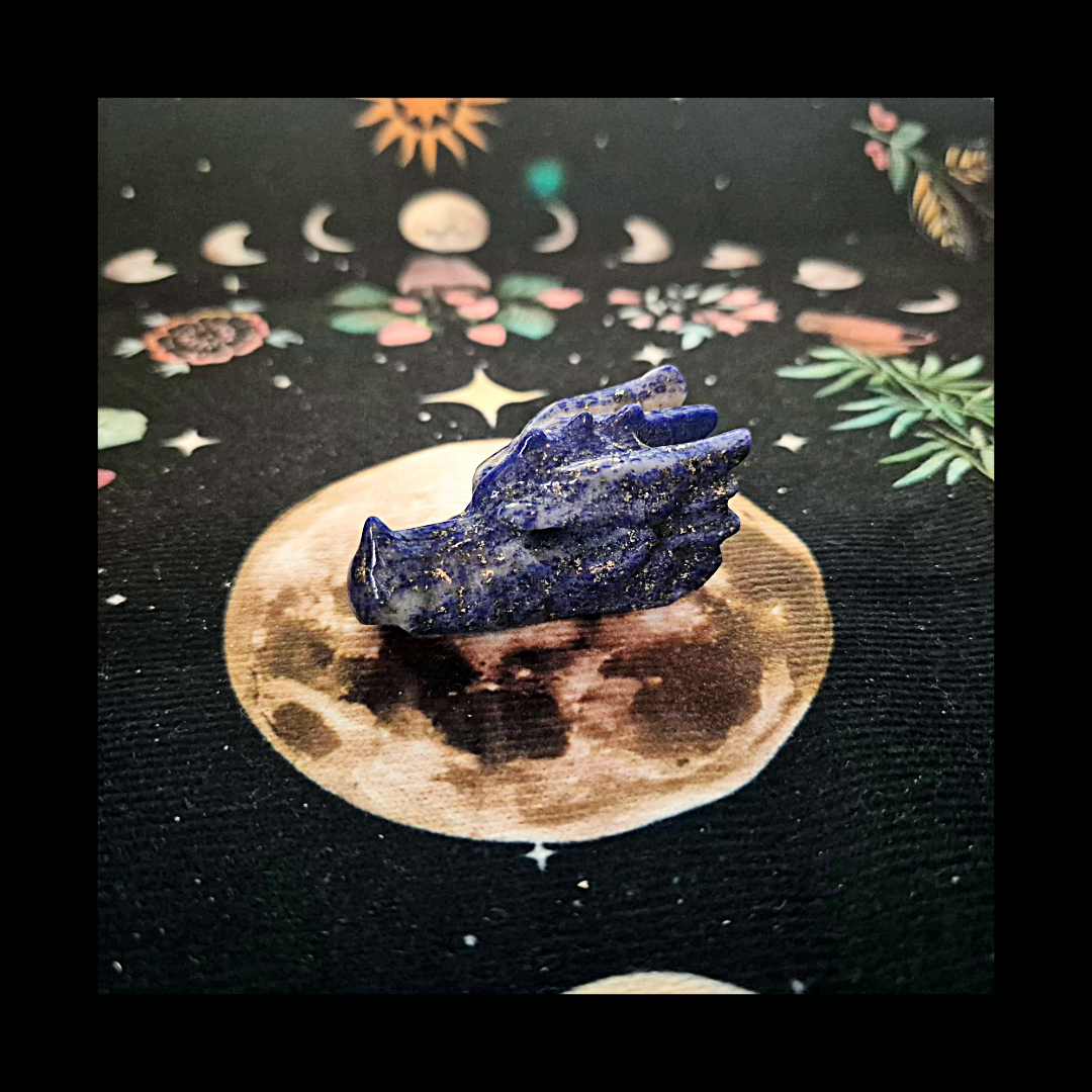 Lapis Lazuli Dragon Head Gemstone Carving Sculpture