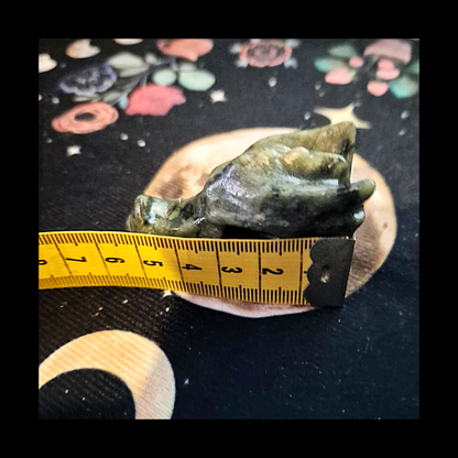 Serpentine Dragon Head Carving Green Stone Sculpture