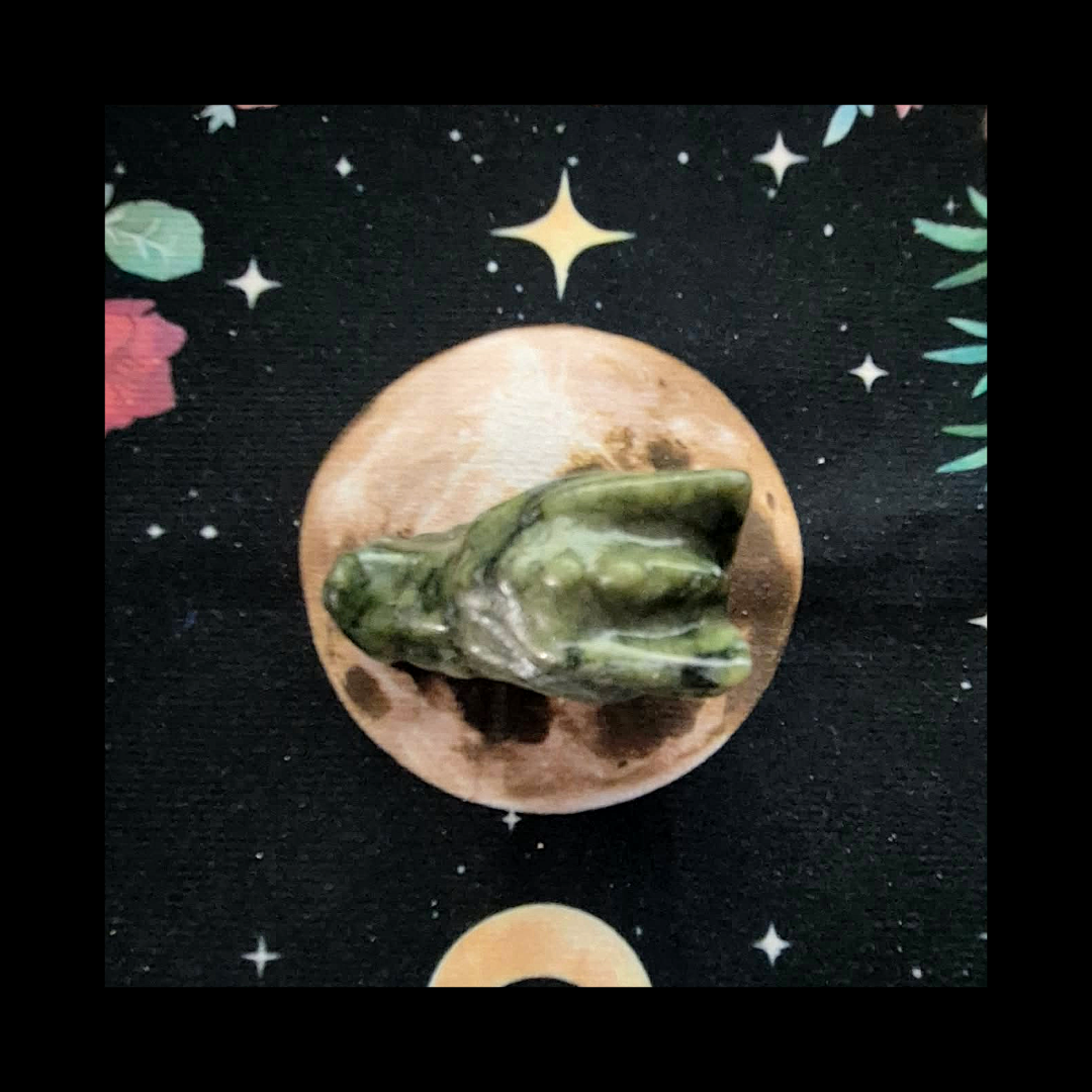 Serpentine Dragon Head Carving Green Stone Sculpture