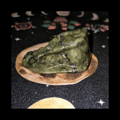 Serpentine Dragon Head Carving Green Stone Sculpture