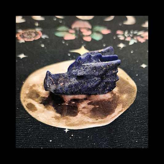 Lapis Lazuli Dragon Head Gemstone Carving Sculpture
