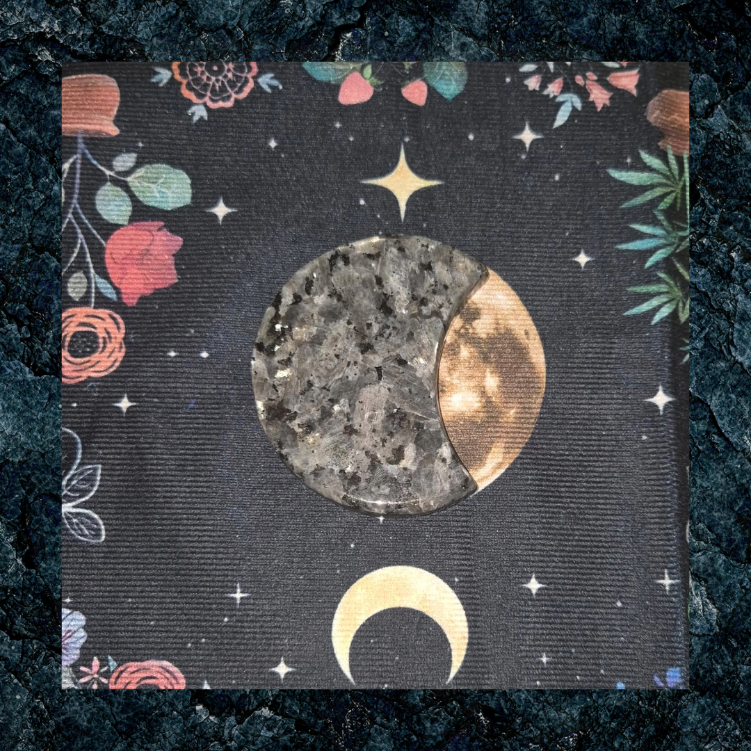 Larvikite Crescent Moon Crystal Gemstone Carving