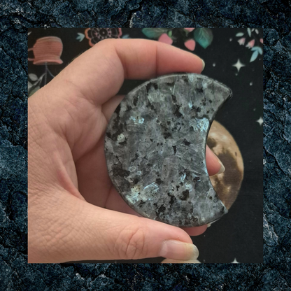 Larvikite Crescent Moon Crystal Gemstone Carving