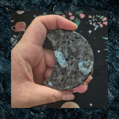 Larvikite Crescent Moon Crystal Gemstone Carving