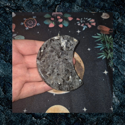 Larvikite Crescent Moon Crystal Gemstone Carving