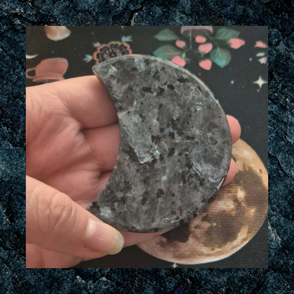 Larvikite Crescent Moon Crystal Gemstone Carving