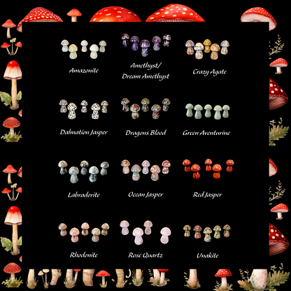 Gemstone Mushroom 1×1.5" Hand‑Carved Crystals