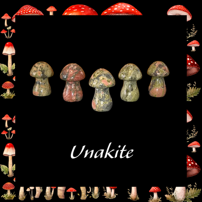 Gemstone Mushroom 1×1.5" Hand‑Carved Crystals