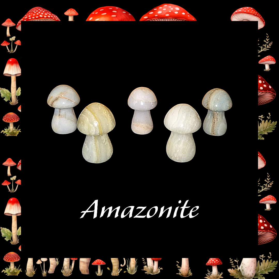 Gemstone Mushroom 1×1.5" Hand‑Carved Crystals