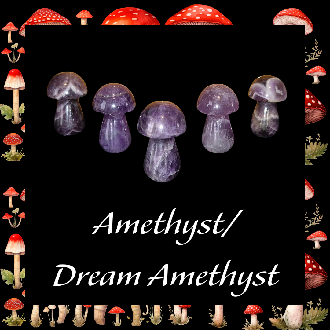 Gemstone Mushroom 1×1.5" Hand‑Carved Crystals