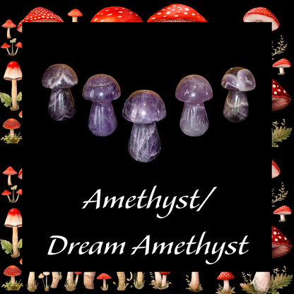 Gemstone Mushroom 1×1.5" Hand‑Carved Crystals