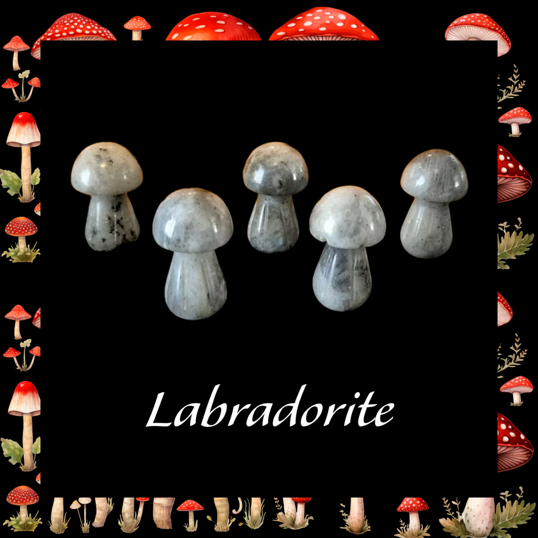 Gemstone Mushroom 1×1.5" Hand‑Carved Crystals