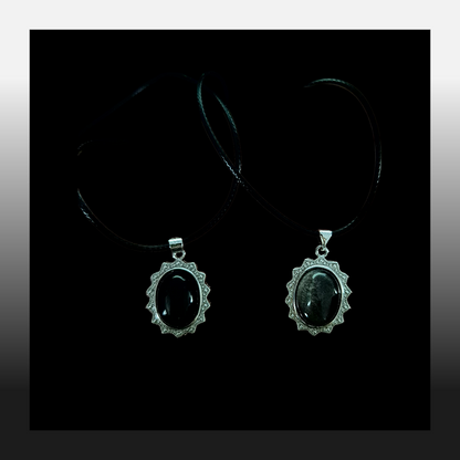 Silver sheen obsidian pendant necklace