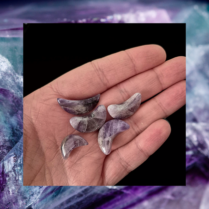 Dream Amethyst Crescent Moon – 1.5–2 cm Polished Mini Crystal