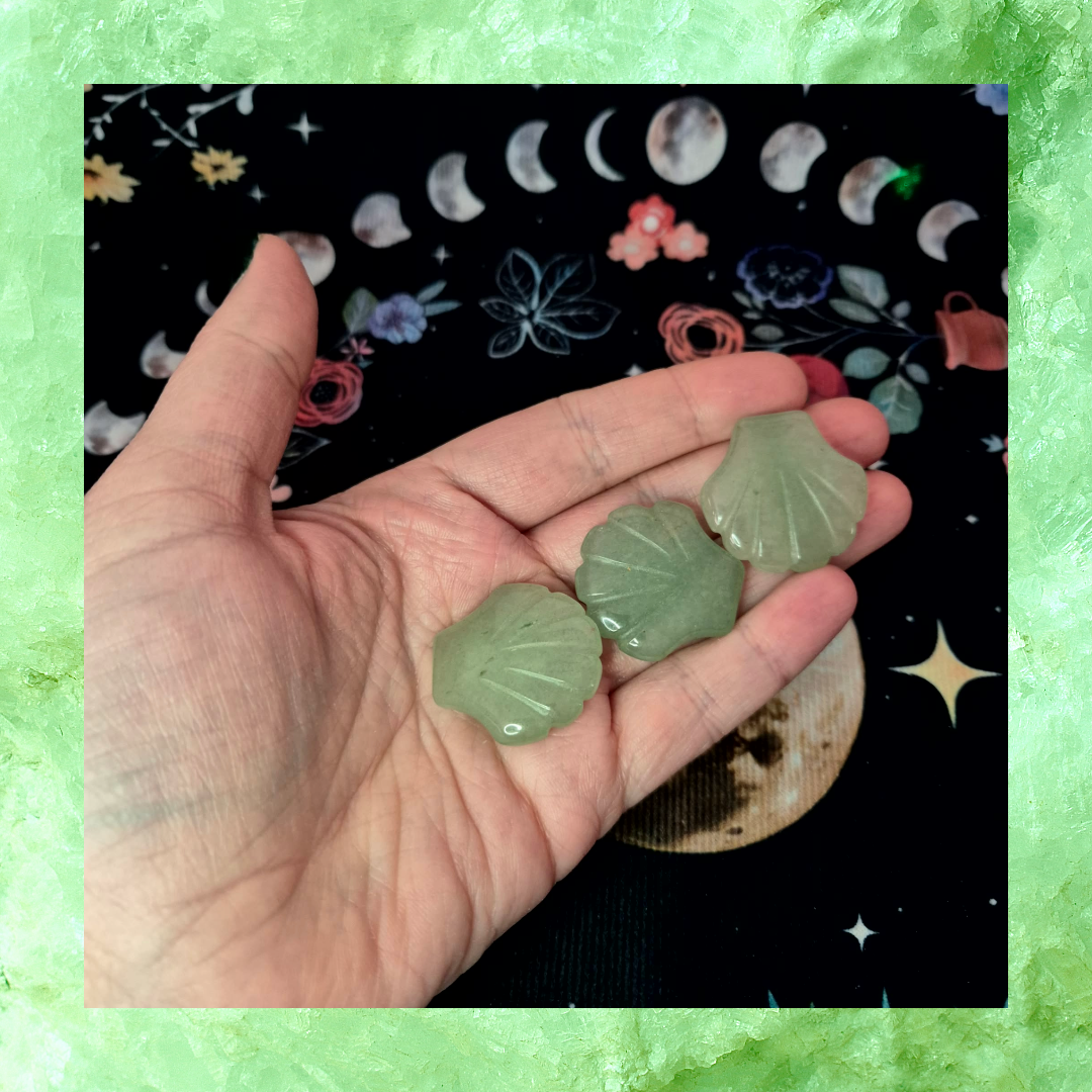 Green Aventurine Gemstone Sea Shell Carvings