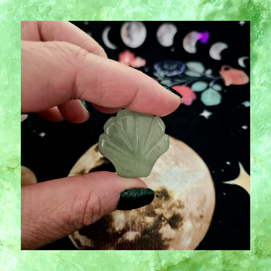 Green Aventurine Gemstone Sea Shell Carvings
