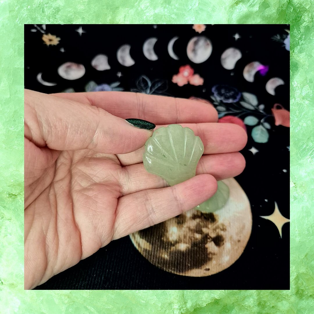 Green Aventurine Gemstone Sea Shell Carvings