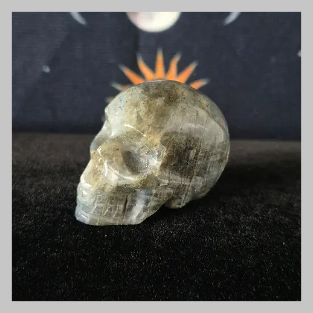Labradorite Crystal Gemstone Skull  Carving